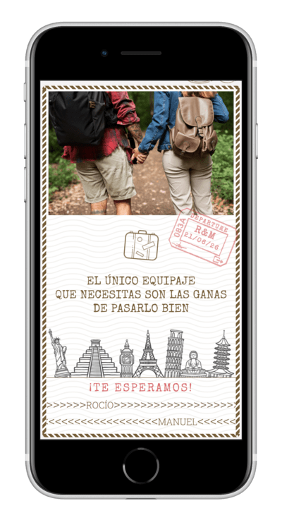 Invitación digital de boda wanderlust personalizada 6
