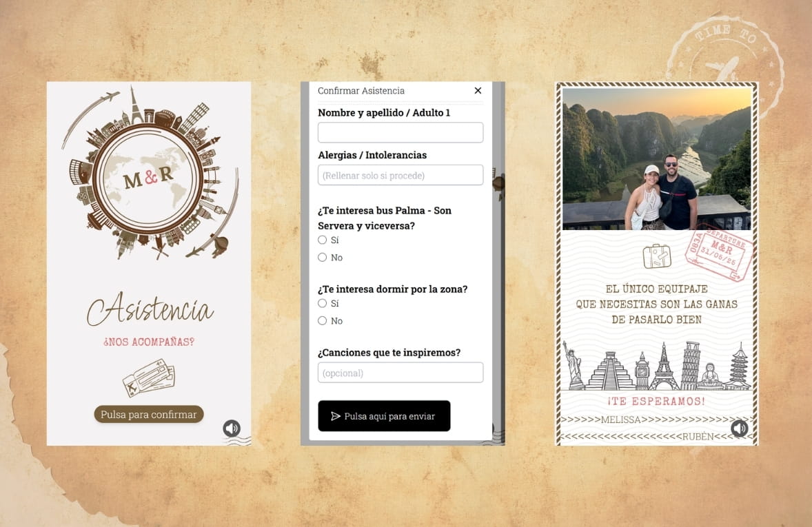 Formulario de confirmación de asistencia de una boda