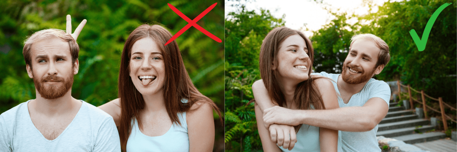 Ejemplo de foto correcta para una invitación de boda