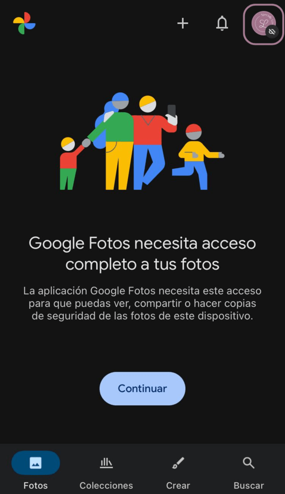 App Google Fotos - Paso 1.1