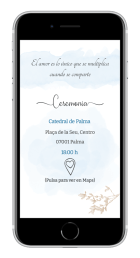 Invitación de boda Acuarela en tonos azules
