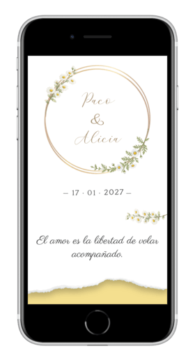 Invitación digital clásica con margaritas