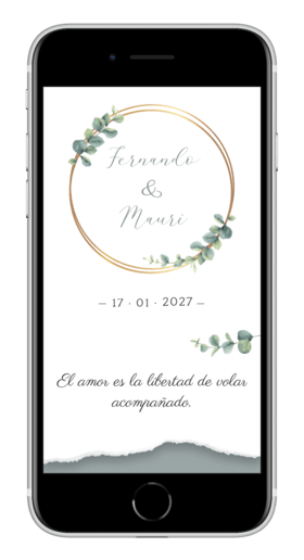 Invitación digital clásica con hojas de olivo
