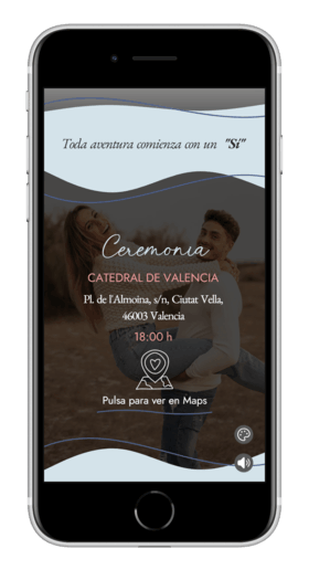 Invitación de boda Playa en tonos azules